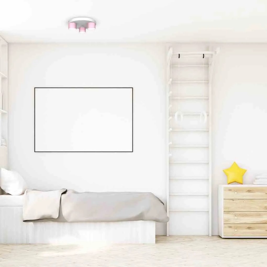 Lampa sufitowa DIXIE Pink/White 3xGX53, potrójna, na kole, różowa