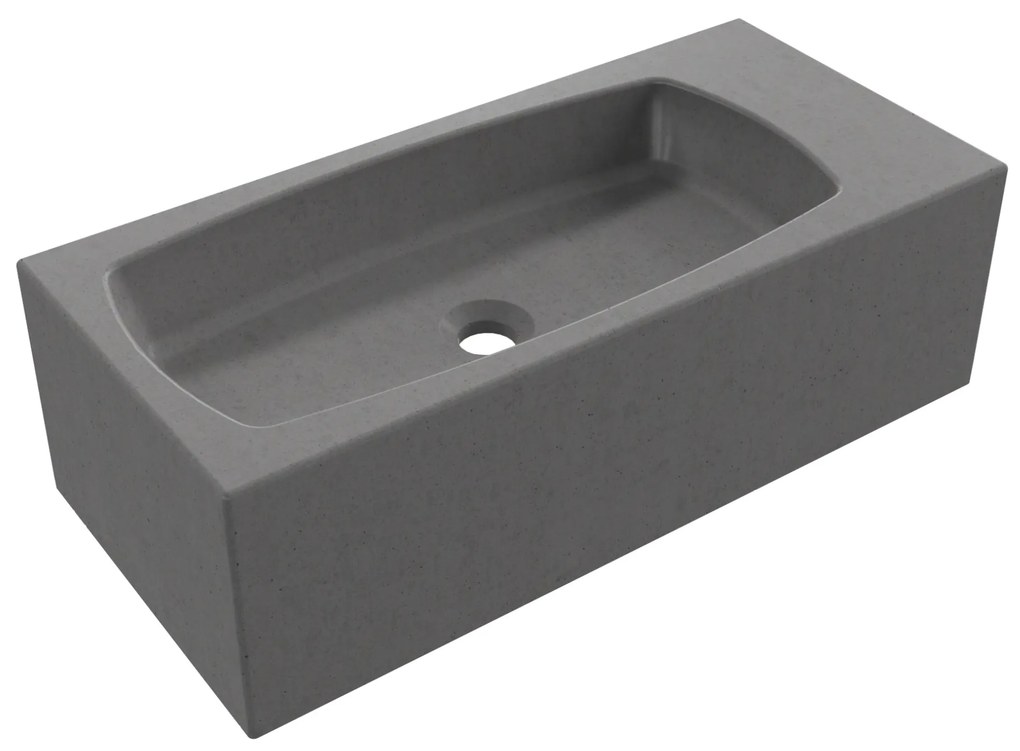 Massi Zestaw umywalka betonowa prostokątna bez otworu na baterię 65 x 30 cm z półką ZALM i konsola