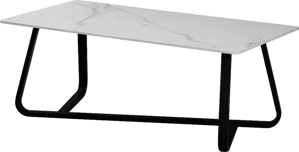 Stolik kawowy - ceramiczny - biało-złoty - SORAL