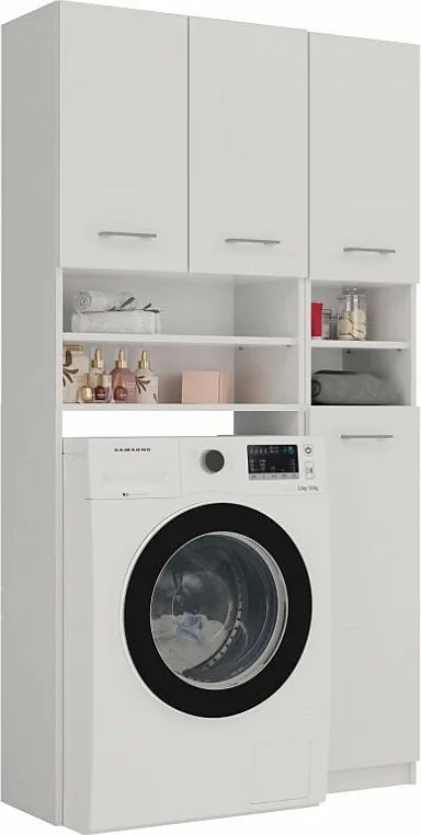 Zestaw Łazienkowy Marpol | Biały | 96x30x180cm | Słupek + Szafka