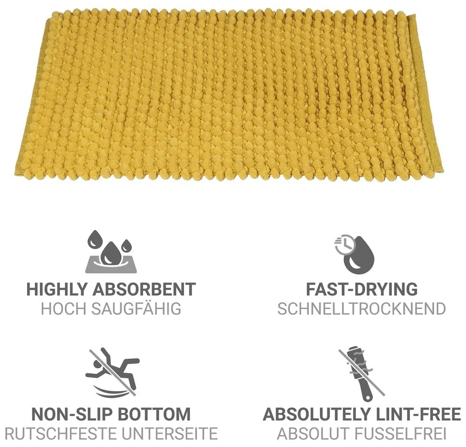Żółty tekstylny dywanik łazienkowy 50x80 cm Solivo – Wenko