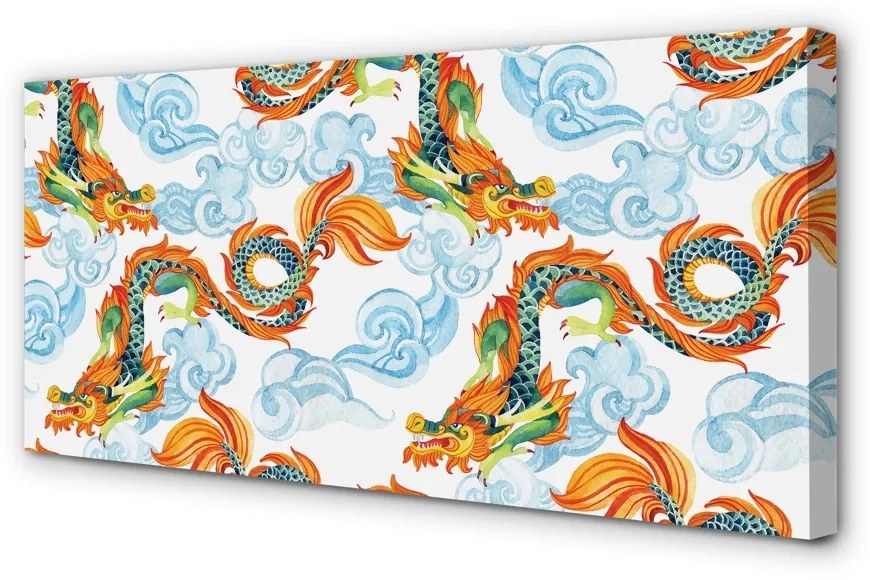 Obraz drukowany na płótnie Japońskie Kolorowe Smoki