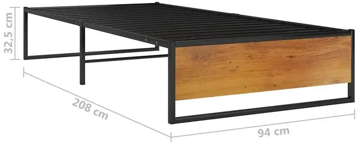 Czarne metalowe łózko pojedyncze 90x200 cm - Glider