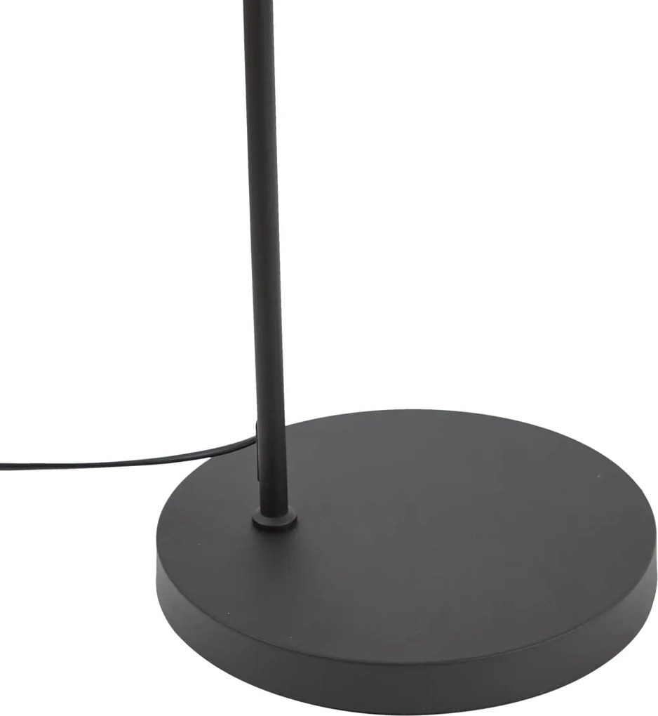 Nowoczesna lampa podłogowa czarna z okrągłym stolikiem - Ostrich