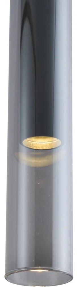 Nowoczesny reflektor czarny z przydymionym szkłem do systemu szynowego 1-fazowego - Slimline Loyce Nowoczesny Oswietlenie wewnetrzne