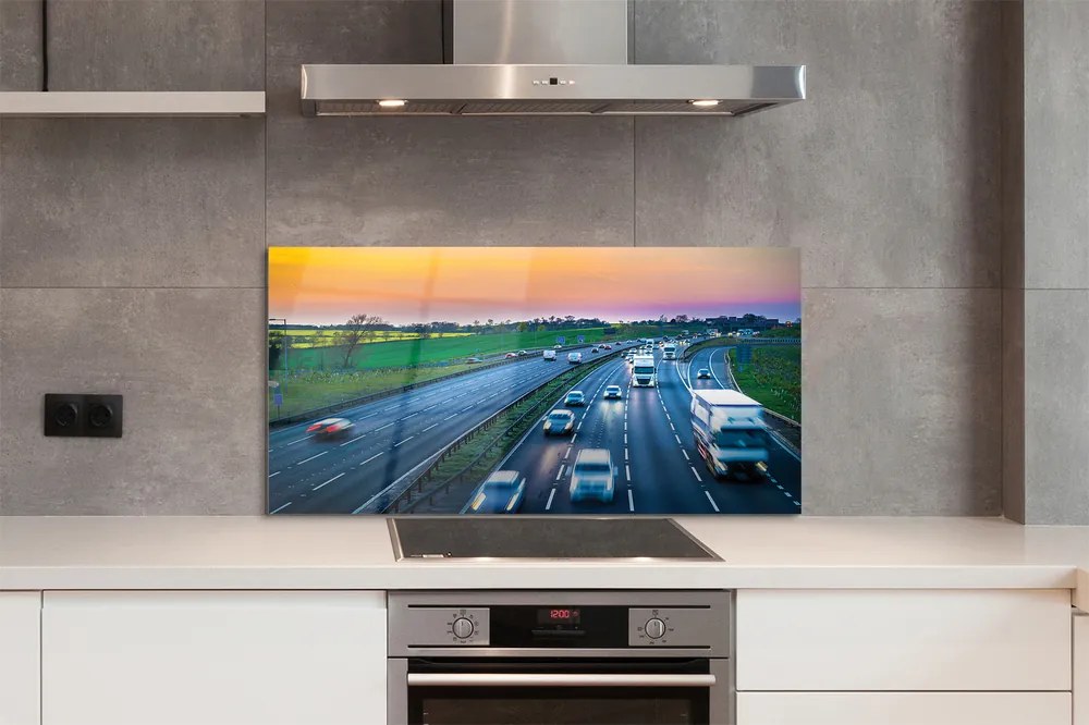 Panel szklany do Kuchni Autostrada pod Błękitnym Niebem
