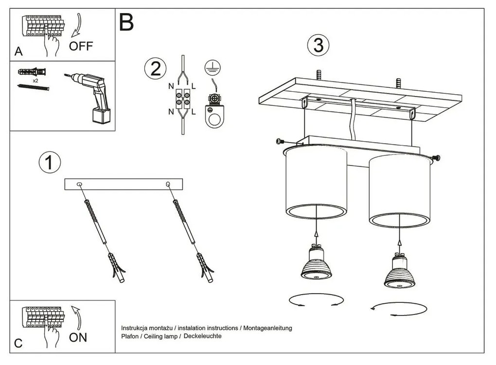 Plafon ORBIS 2 szary SOLLUX LIGHTING