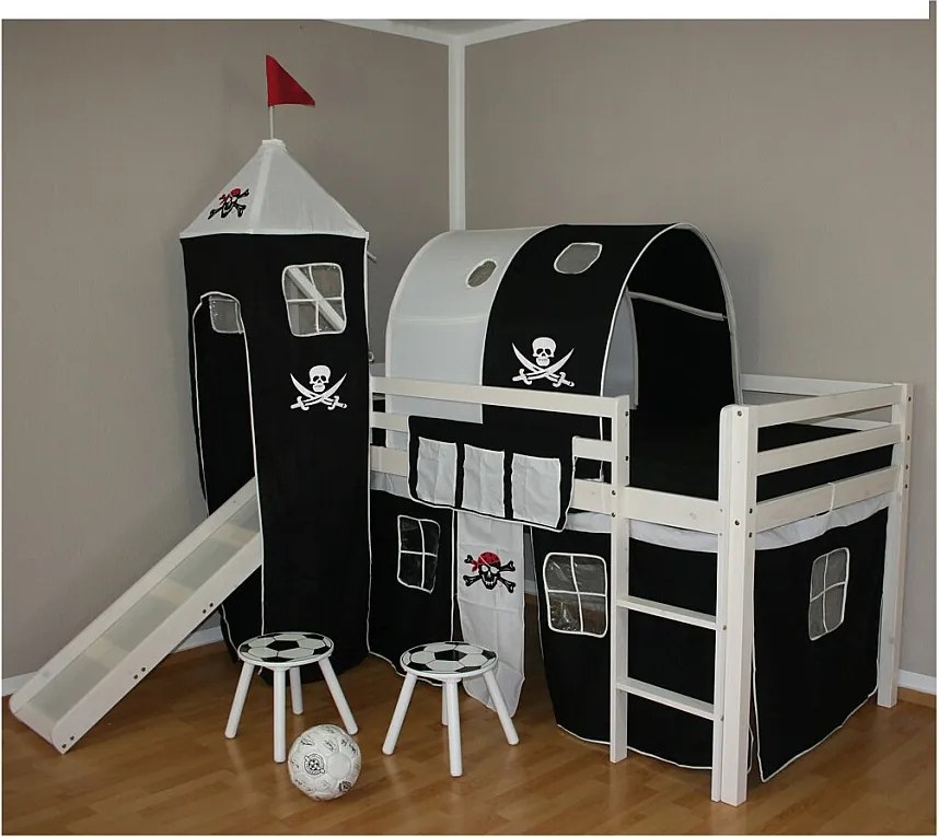 Łóżko piętrowe dziecięce 208x110x97 cm białe Pirat