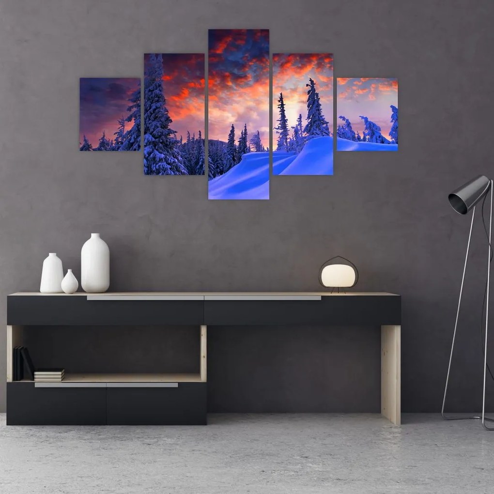 Obraz - Zimowy zmierzch (125x70 cm)