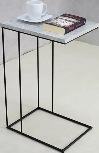 Druciany stolik pomocniczy beton + czarny - Martix 5X