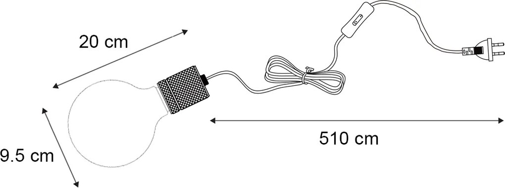 Świąteczna lampa wisząca czarna z wtyczką, w zestawie LED bursztynowe szkło gwiazda - Cavalux