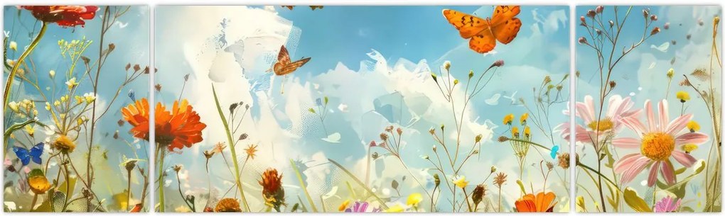 Obraz - Motyle na letniej łące (170x50 cm)