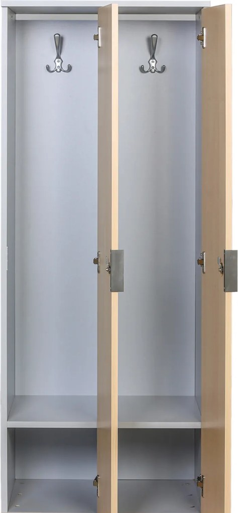 Drewniana szafa ubraniowa S4 z podstawą, 4-drzwiowa, 1871 x 1200 x 500 mm, demontaż, zamek mechaniczny z kodem, szary/grafitowy