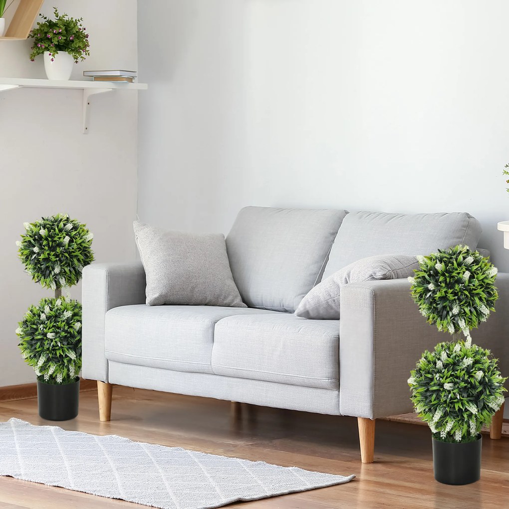 HOMCOM Zestaw 2 sztuk roślin sztucznych, odporna na UV roślina sztuczna w doniczce, 70 cm roślina do salonu, ogrodu