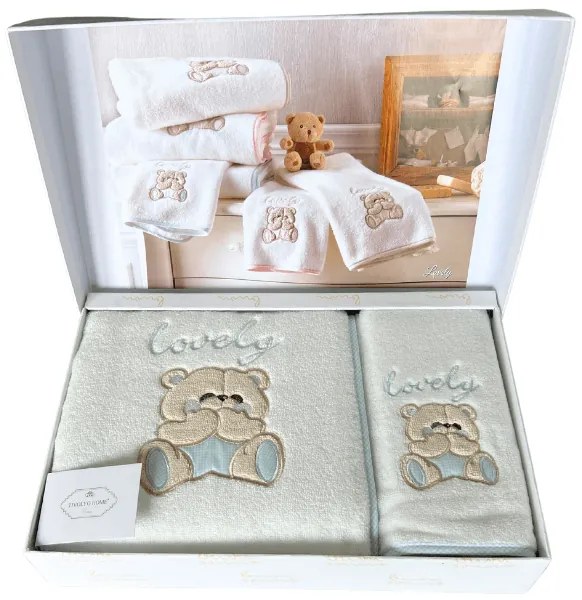 Podarunkowy zestaw ręczników dla dzieci LOVELY, 2 szt Jasnoniebieski