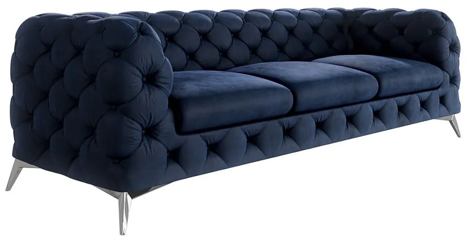 Ciemnoniebieska aksamitna sofa 243 cm Chelsea – Ropez