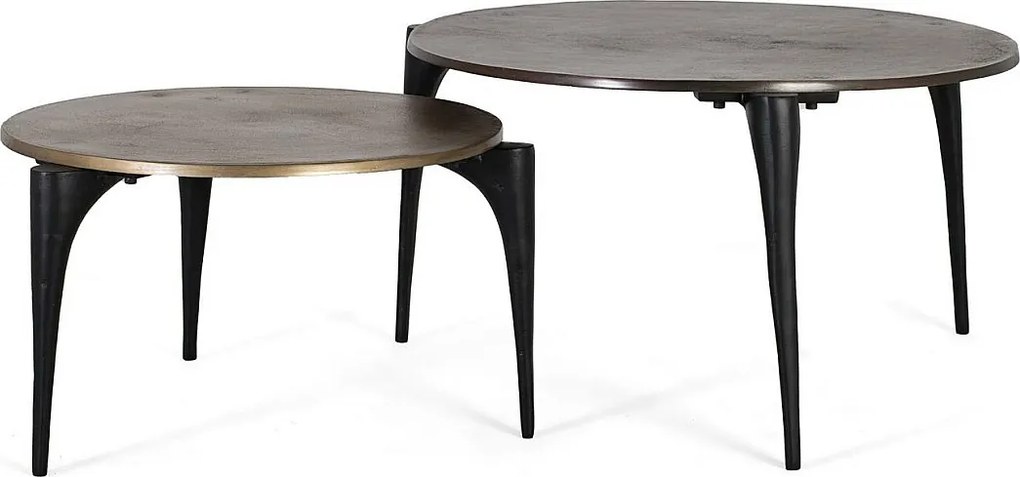 Zestaw 2 stolików aluminiowych w kolorze złotym i czarnym