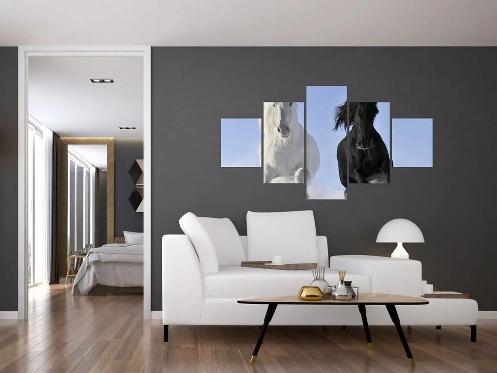 Obraz - Konie zimą (125x70 cm)