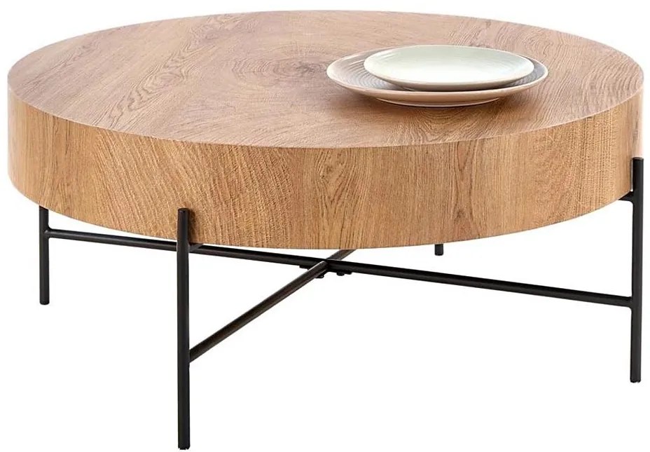 Stolik kawowy BROOKLYN 37x80 cm dąb naturalny/czarny