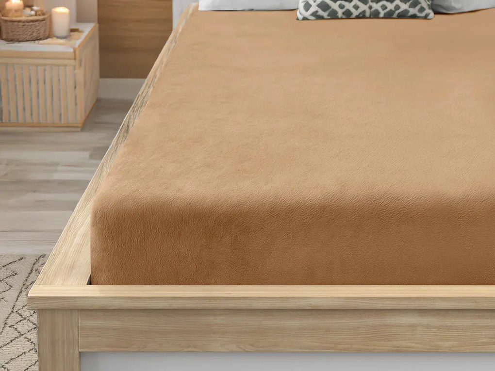PrzytulneMieszkanie.pl Prześcieradło z mikropluszu SOFT 140x200 cm beżowe