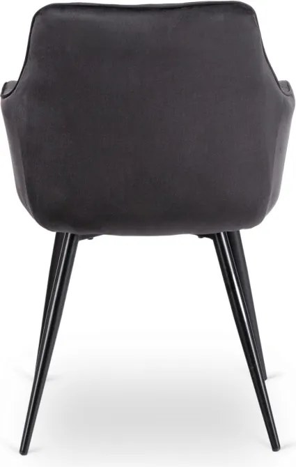 Zestaw Stół Prostokątny Rozkładany VICTOR 160-240 cm Czarny Marmur i 4 Krzesła MODESTO Czarne Welurowe Nowoczesne