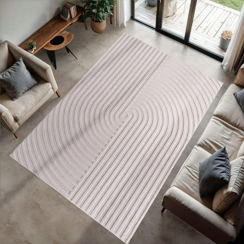 Dywan nowoczesny 3D Doha wstęgi kremowy 140 cm x 200 cm