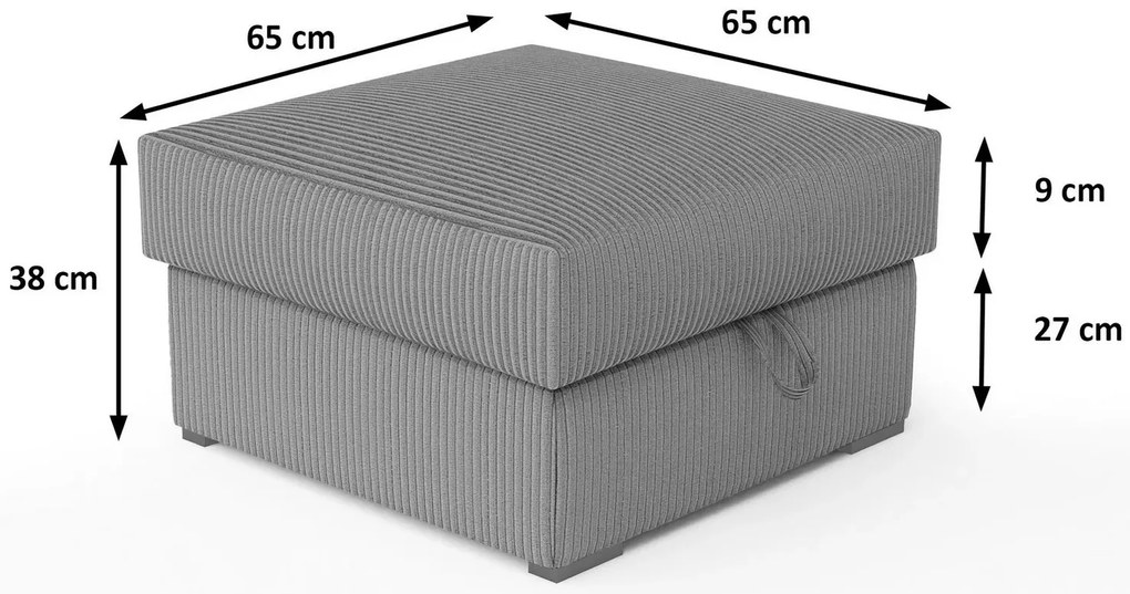 Czarny taboret SMART COSARO z miejscem do przechowywania 65x65 cm