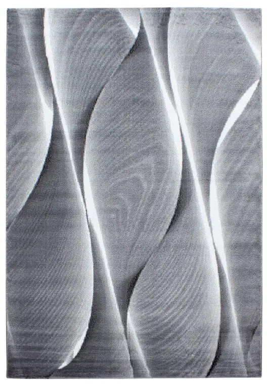 Dywan nowoczesny Parma Wstęgi szaro-czarny 80 cm x 300 cm