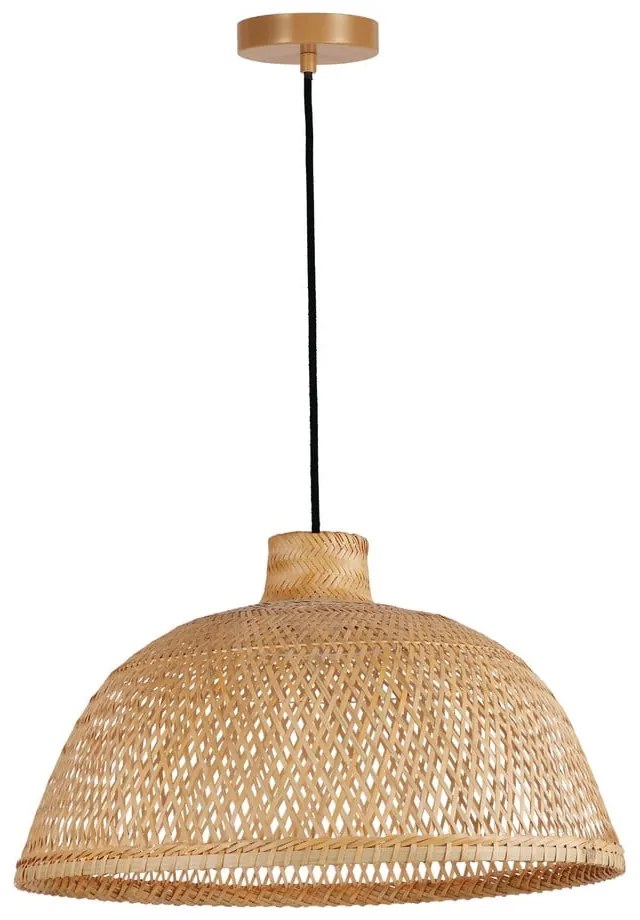 Czarna lampa wisząca z bambusowym kloszem ø 52 cm – SULION
