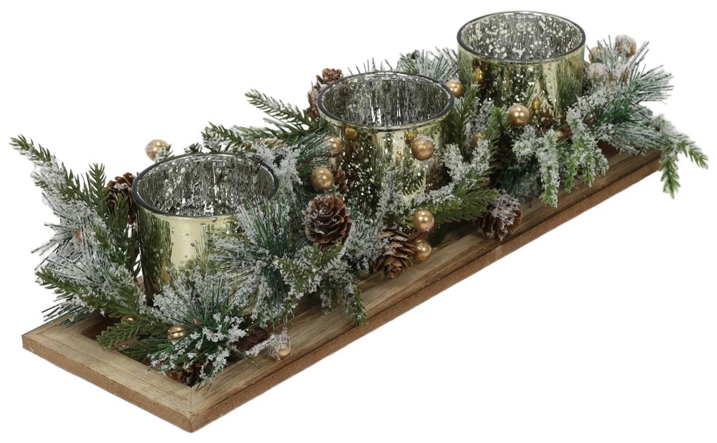 Zestaw trzech świeczników tealight na ozdobnej podstawce