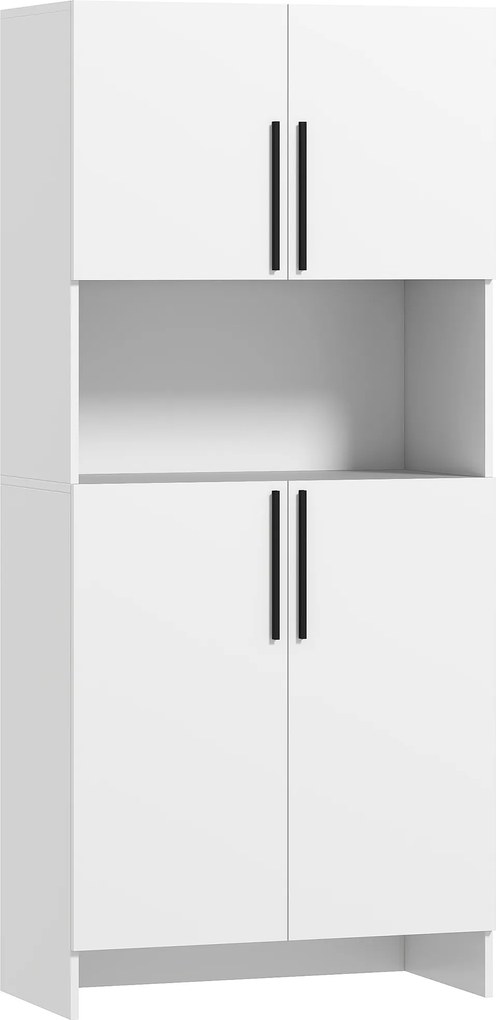 HOMCOM Szafka Kuchenna z Półką na Mikrofalówkę, do Salonu, Jadalni, Biała, z Płyty Wiórowej | Aosom PL