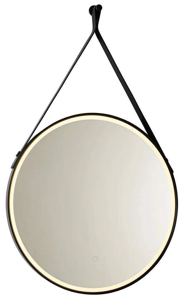 Nowoczesne lustro łazienkowe czarne z oświetleniem LED i dotykowym ściemniaczem - Pien