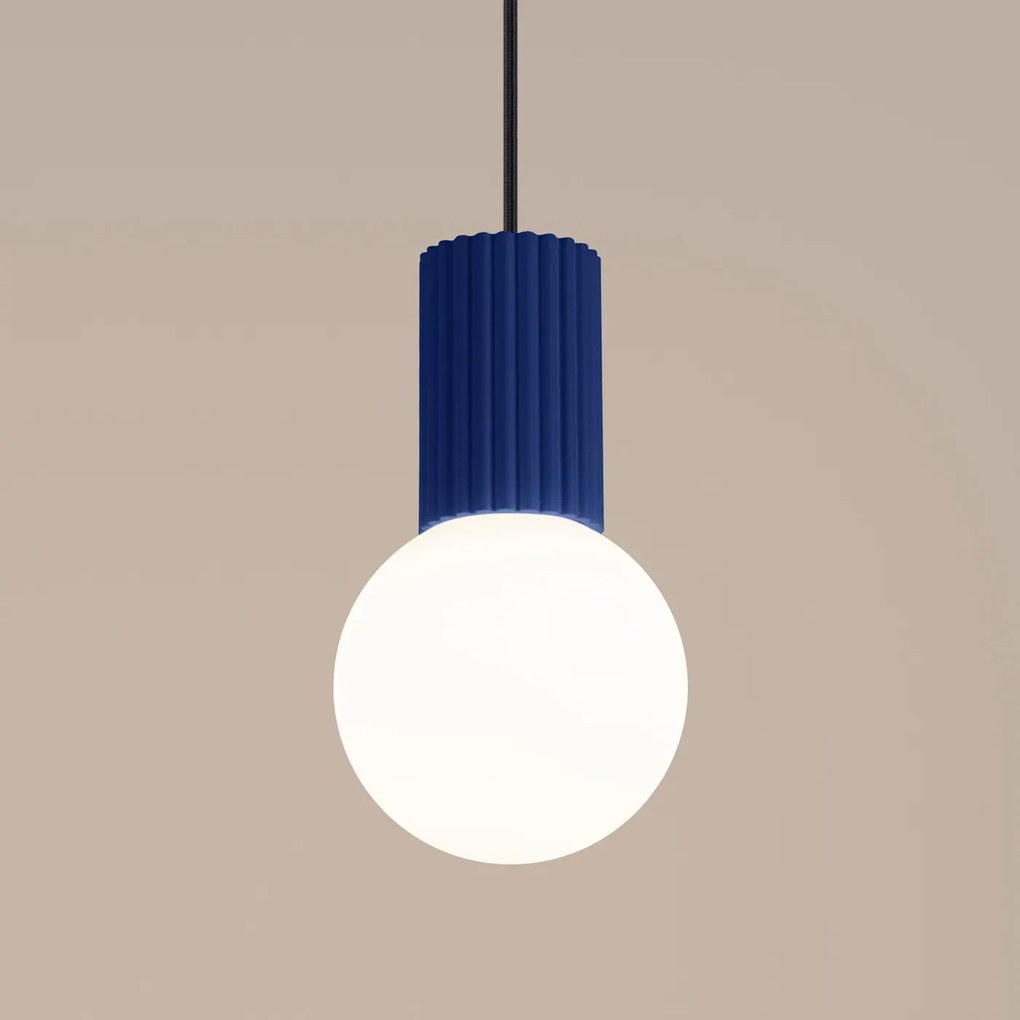 Lampa wisząca HALO 1 ultramaryna ryflowana SOLLUX LIGHTING