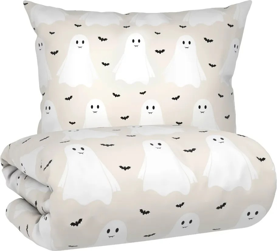 PrzytulneMieszkanie.pl PrzytulneMieszkanie.pl Pościel dziecięca z bawełny renforcé GHOSTIE beżowa Rozmiar pościeli: 80 x 80 cm | 135 x 200 cm
