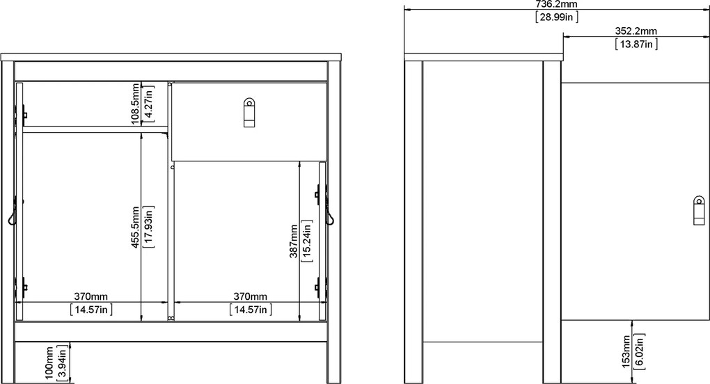 Komoda pokojowa z szafkami i szufladą Madrid 2+1 biały mat