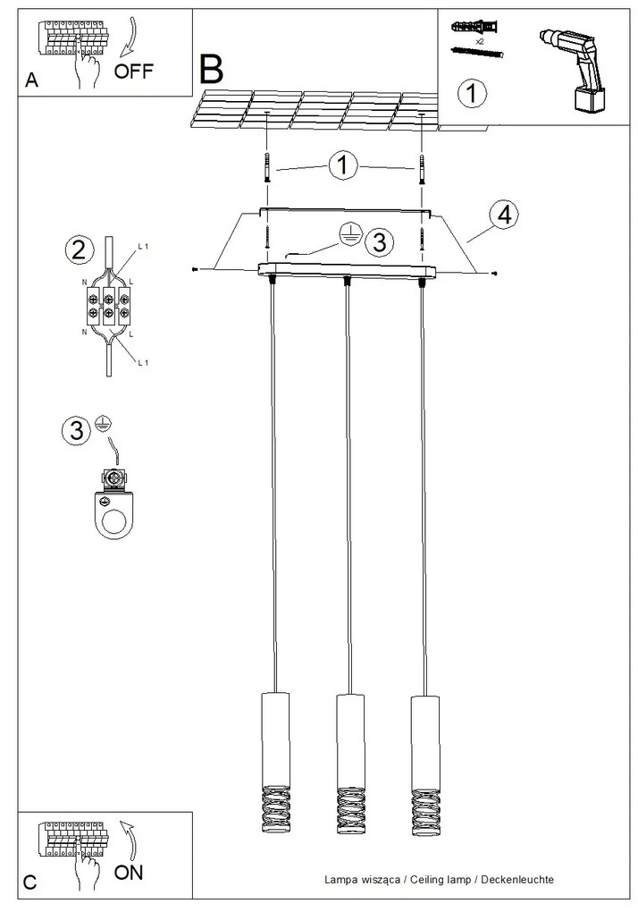 Lampa wisząca LAMI 3L biała SOLLUX LIGHTING