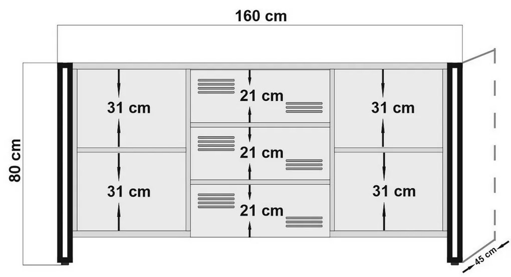Komoda Cosmo Atlantic Pine and Black