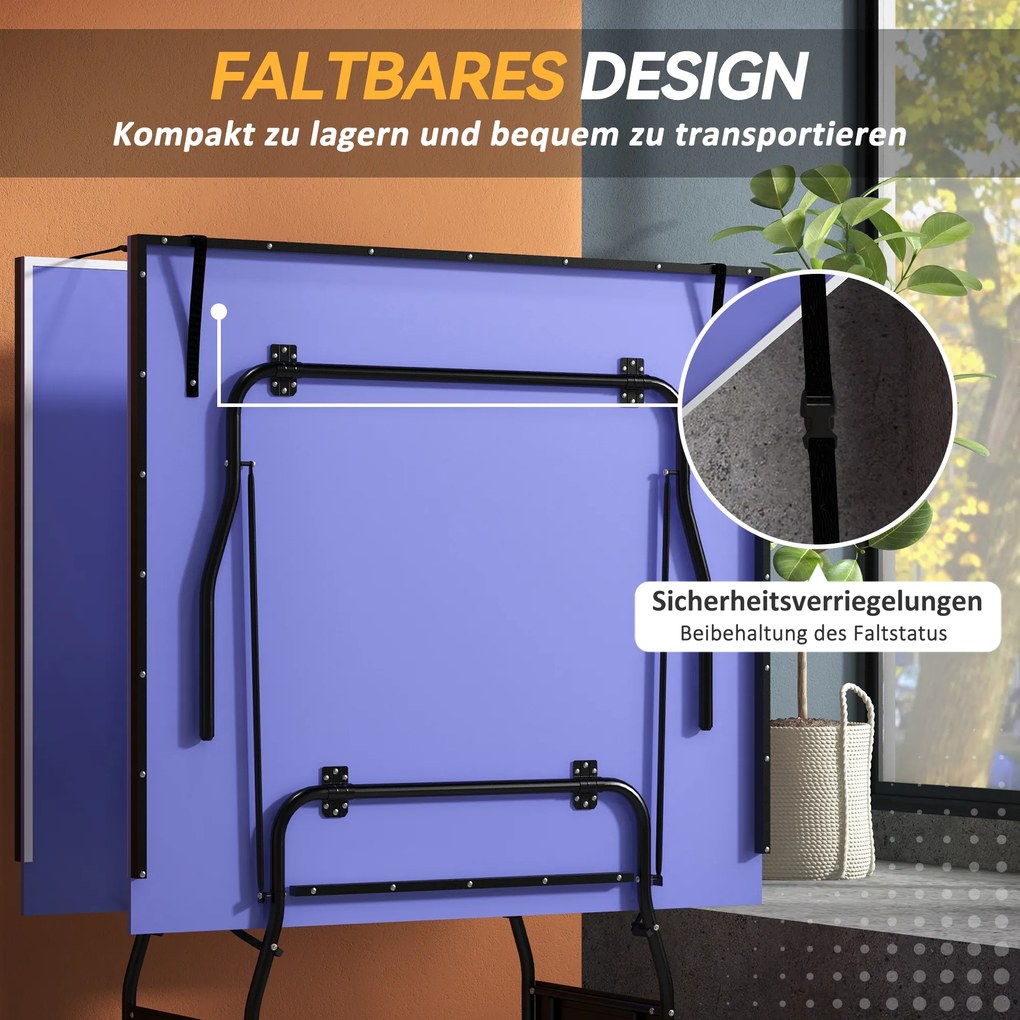 SPORTNOW Składany stół do tenisa stołowego średniej wielkości, w zestawie siatka, 3 piłeczki, blat 12 mm | Aosom PL