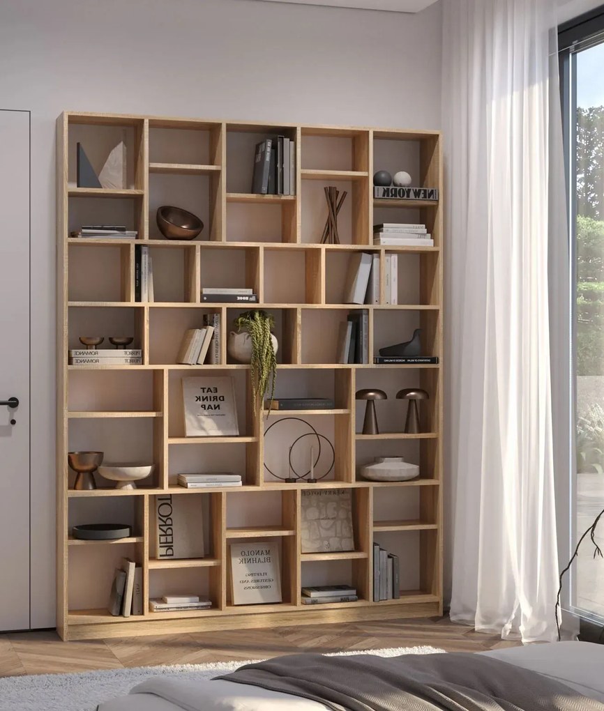 Wysoki regał na książki do salonu dąb sonoma E0-N16