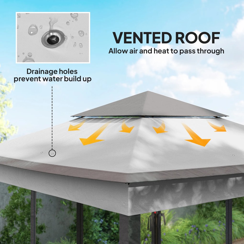 Outsunny Faltpavillon z Bocznymi Ścianami Szary 3,25 x 3,25 x 2,7 m