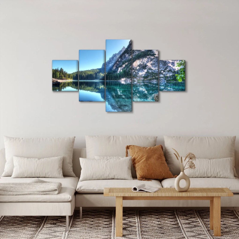 Obraz wysokogórskiego jeziora (125x70 cm)