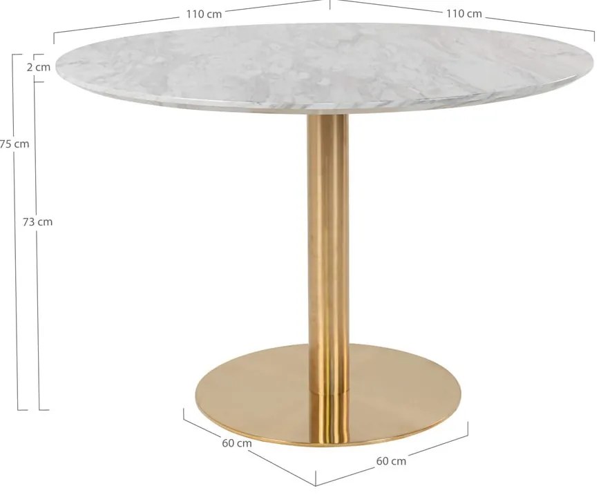 Okrągły stół z blatem w dekorze marmuru ø 110 cm Bolzano – House Nordic