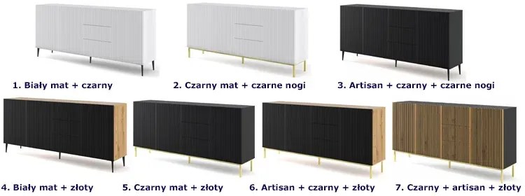 Czarna komoda z lamelami w kolorze artisan M3-B42
