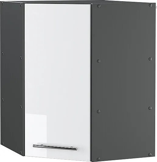 Szafka wisząca narożna biały wysoki połysk 57x34.1x72 fame-line