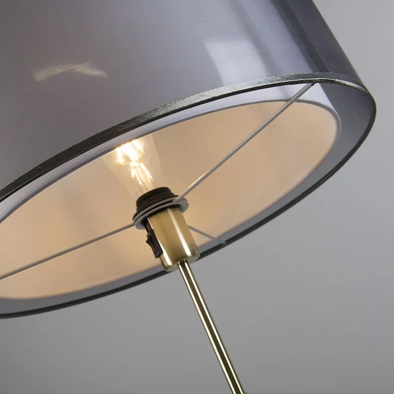 Lampa stojąca złota/mosiądz z czarnym/białym kloszem 47 cm - Parte Nowoczesny Oswietlenie wewnetrzne