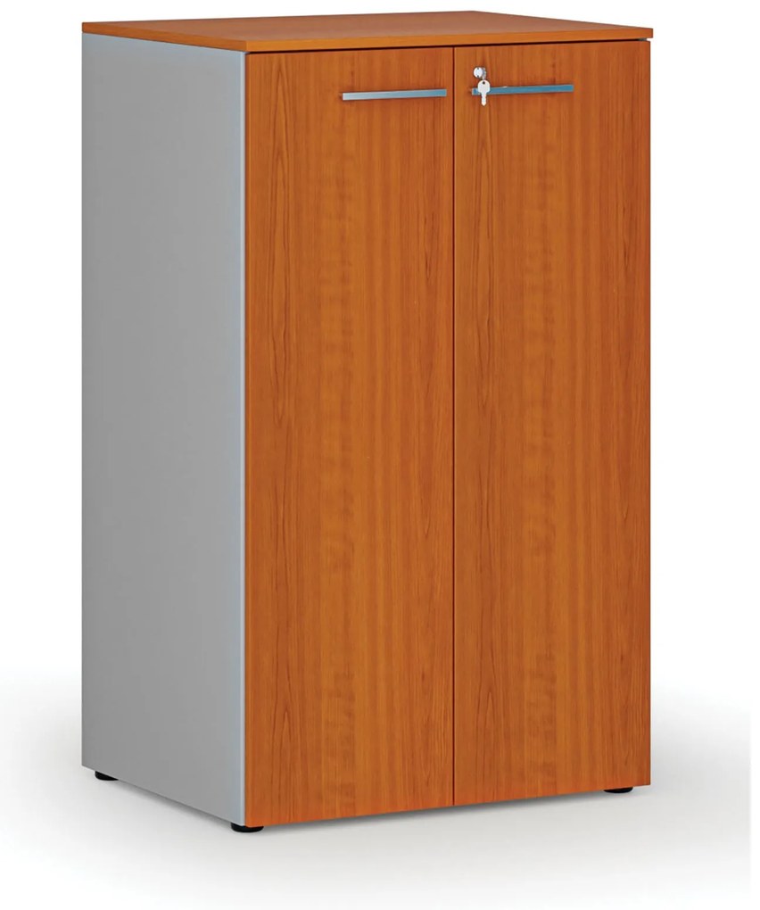 Szafa biurowa z drzwiami PRIMO GRAY, 3 półki, 800 x 640 x 1335 mm, szary/wiśnia