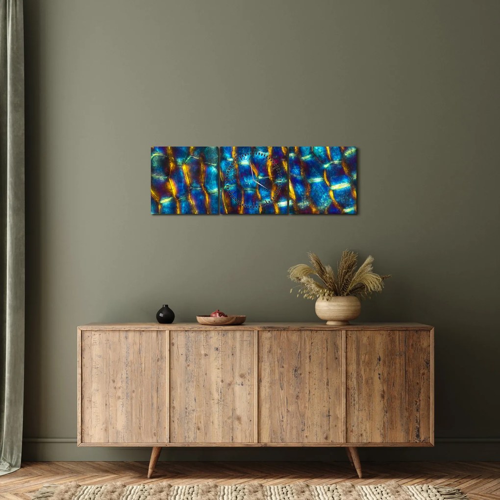 Obraz - Ściana komórkowa (z zegarem) (90x30 cm)