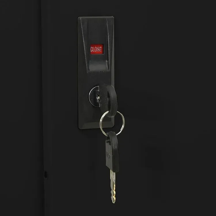 Industrialna stalowa szafa przesuwna z kluczem  czarnaE3-W99