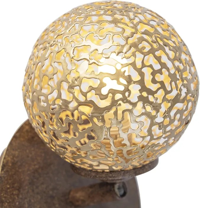 Lampa ścienna brązowa rdzawo-brązowa regulowana z przełącznikiem - Kreta