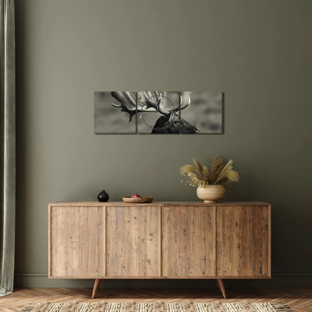 Obraz - Jeleń (z zegarem) (90x30 cm)